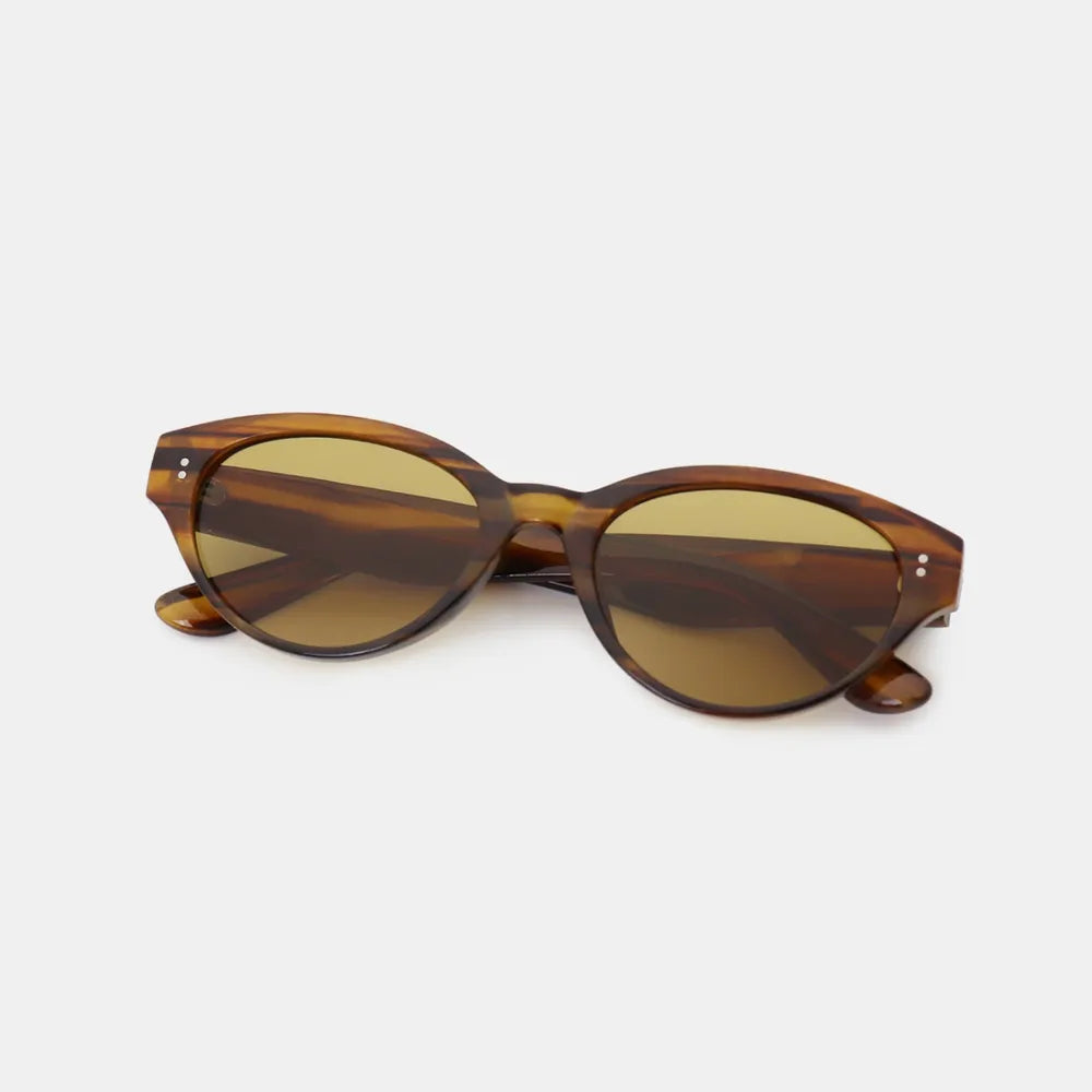 Oval Cat-Eye Acetate Sunglasses in Tortoiseshell Stripe
