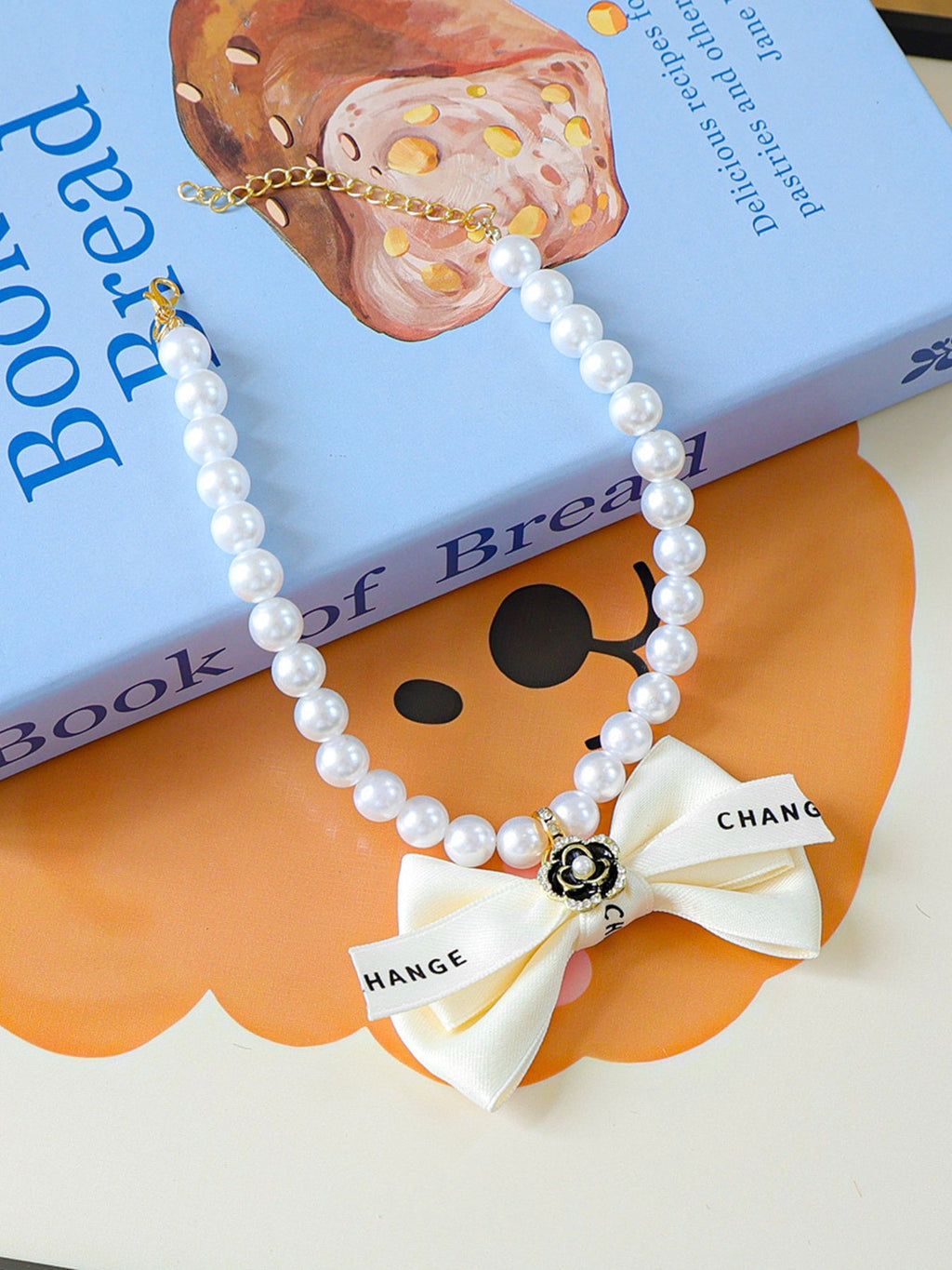 Pearl Bowknot Pet Necklace