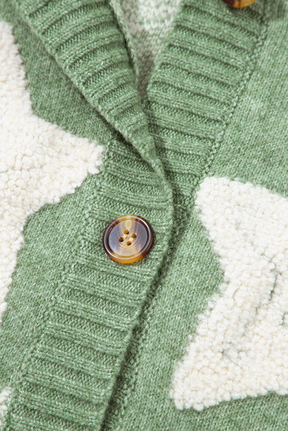 Star Sherpa Textured Buttoned Sweater Cardigan