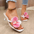 Floral Embellishment Kitten Heel Sandals
