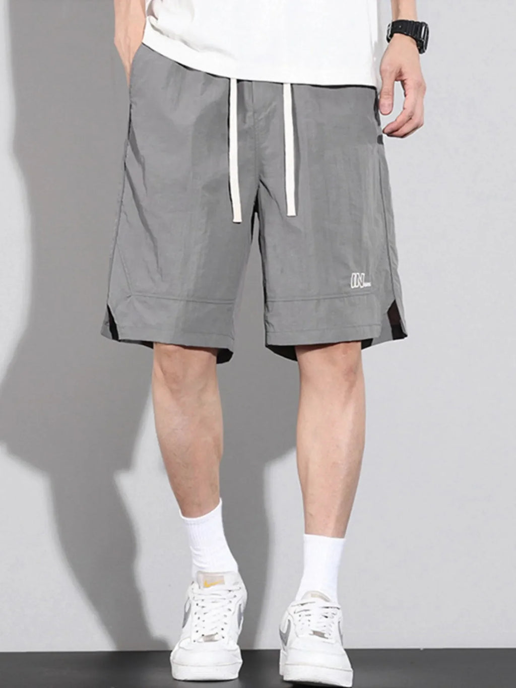 Men's Plus Size Drawstring Basketball Shorts with Side Pockets