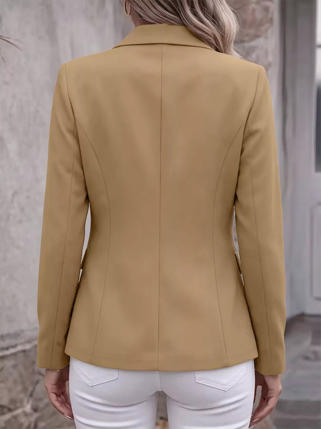 Full Size Lapel Collar Long Sleeve Blazer Plus Size