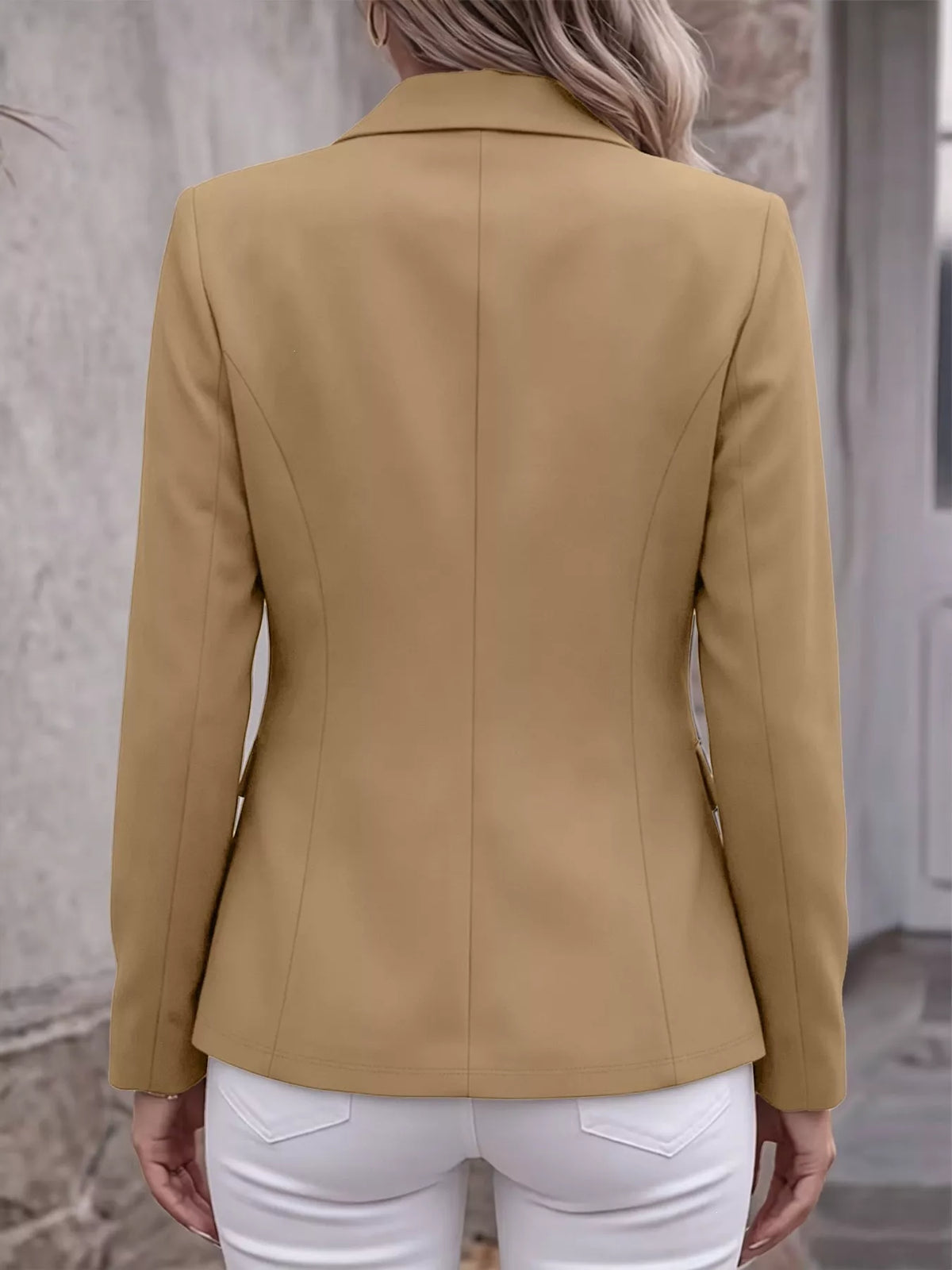Full Size Lapel Collar Long Sleeve Blazer Plus Size