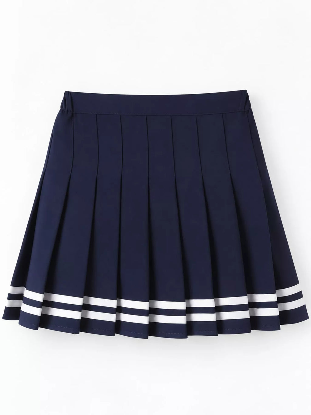 Pleated Striped Skirt