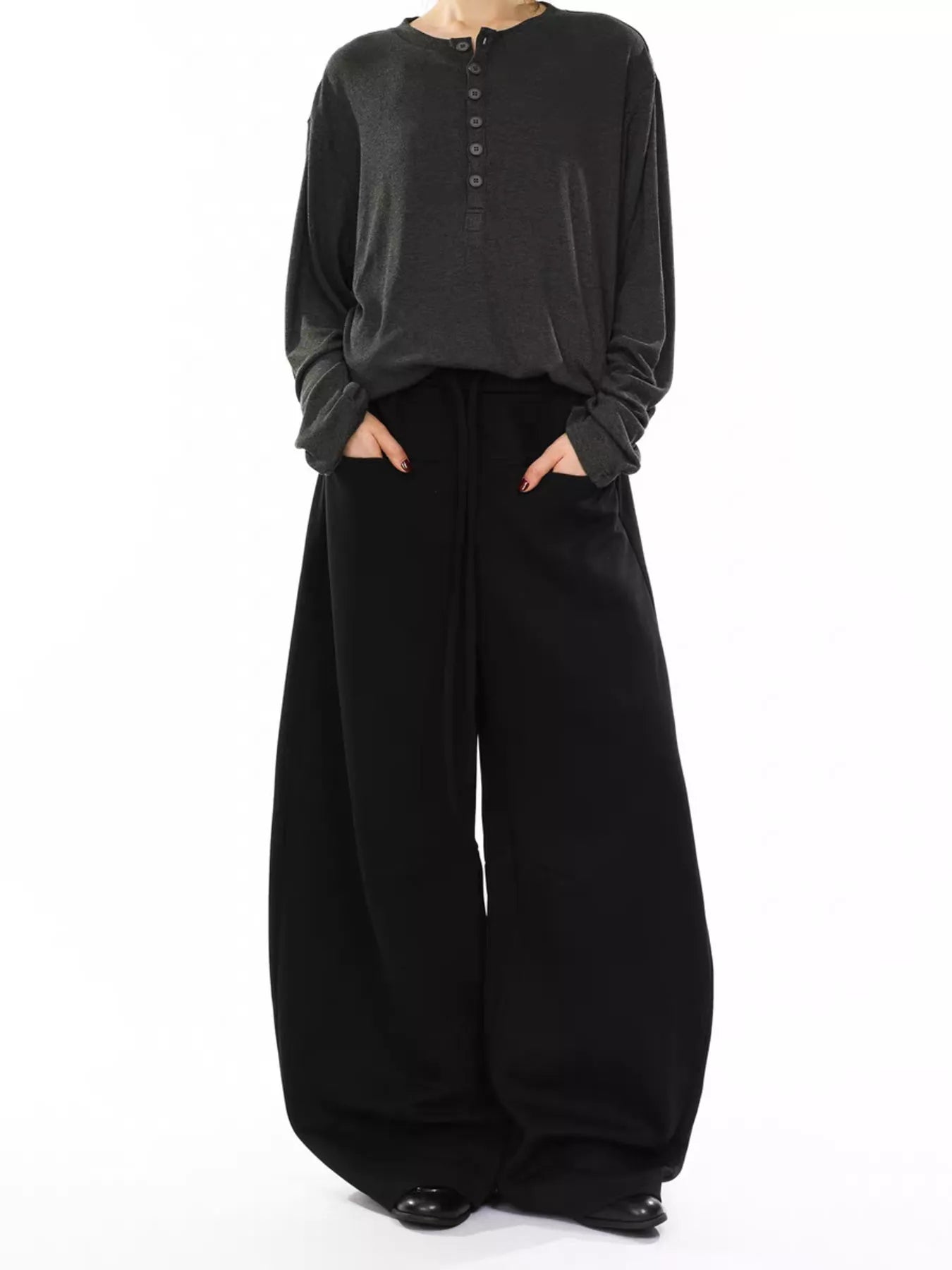 Men's Plus Size Drawstring Wide Leg Pants