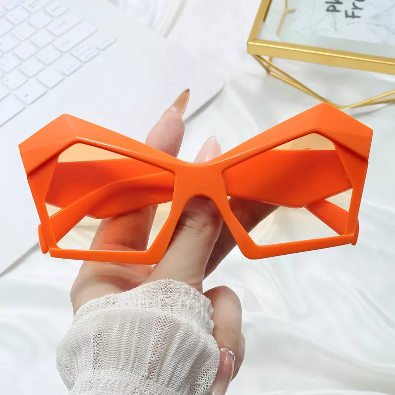Oversized Geometric Orange Fashion Sunglasses