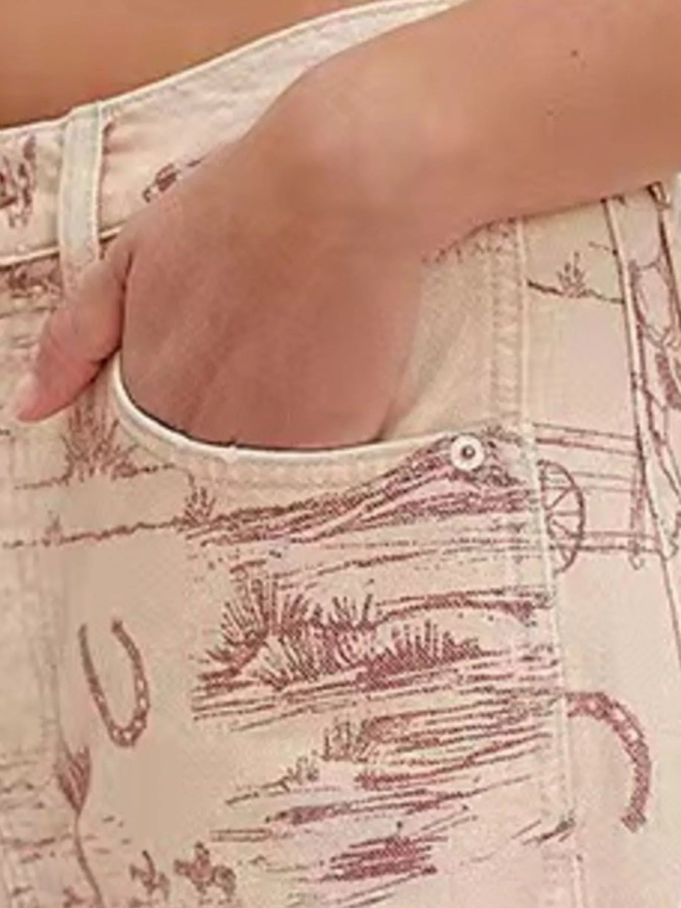 Printed Wide-Leg Jeans