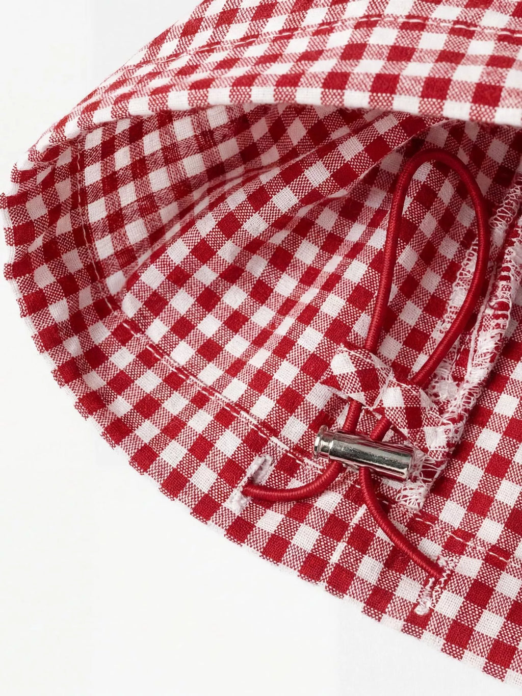 High-Waisted Gingham Wide-Leg Drawstring Pants