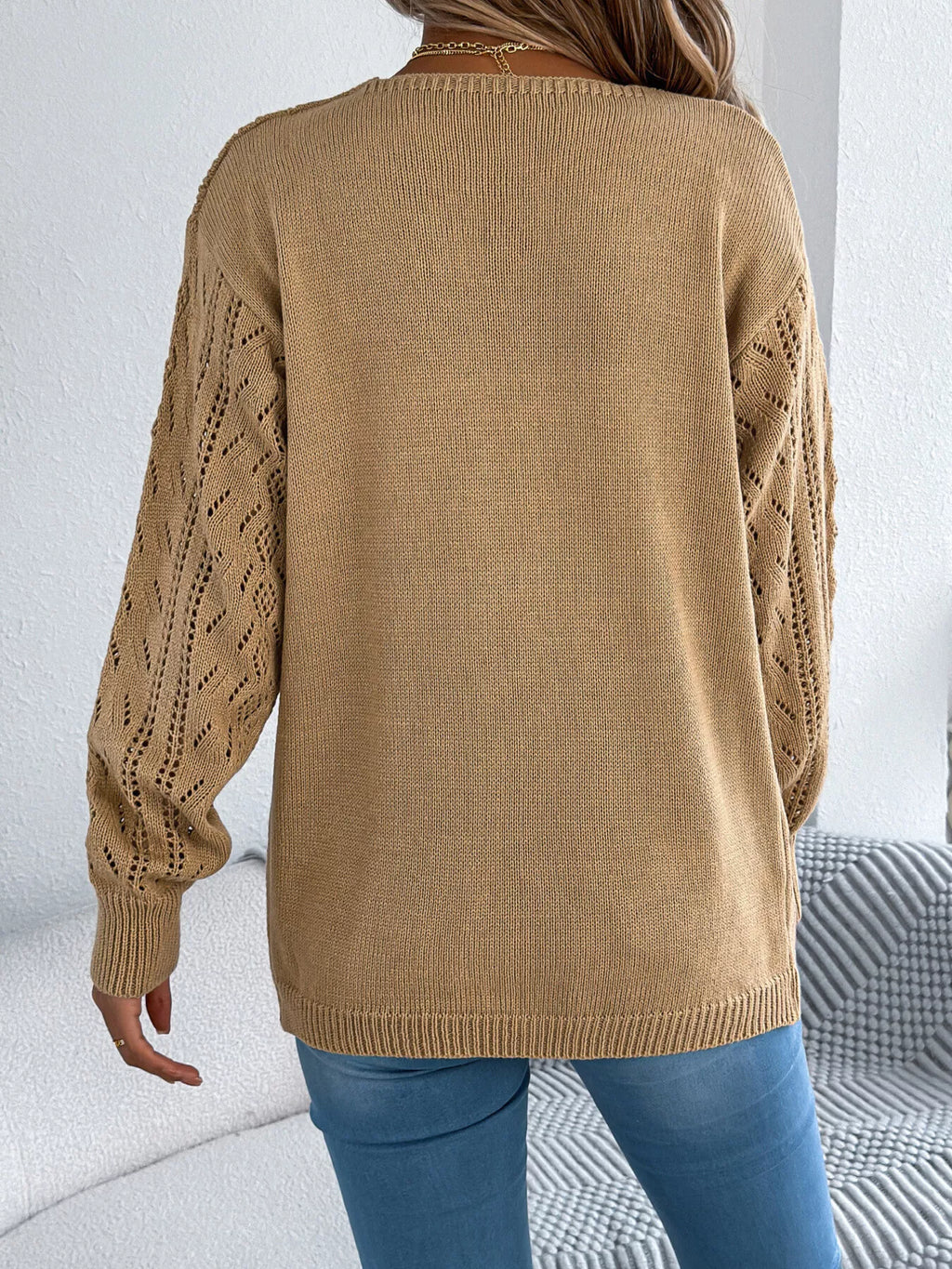Openwork Open Front Cardigan