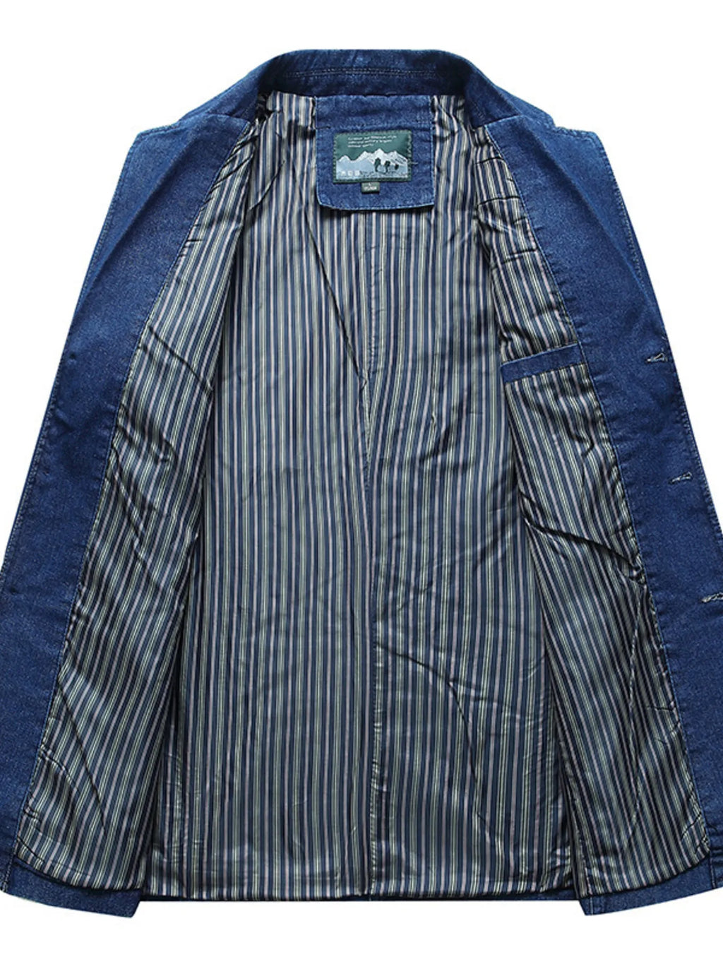Men's Plus Size Button Up Long Sleeve Denim Blazer