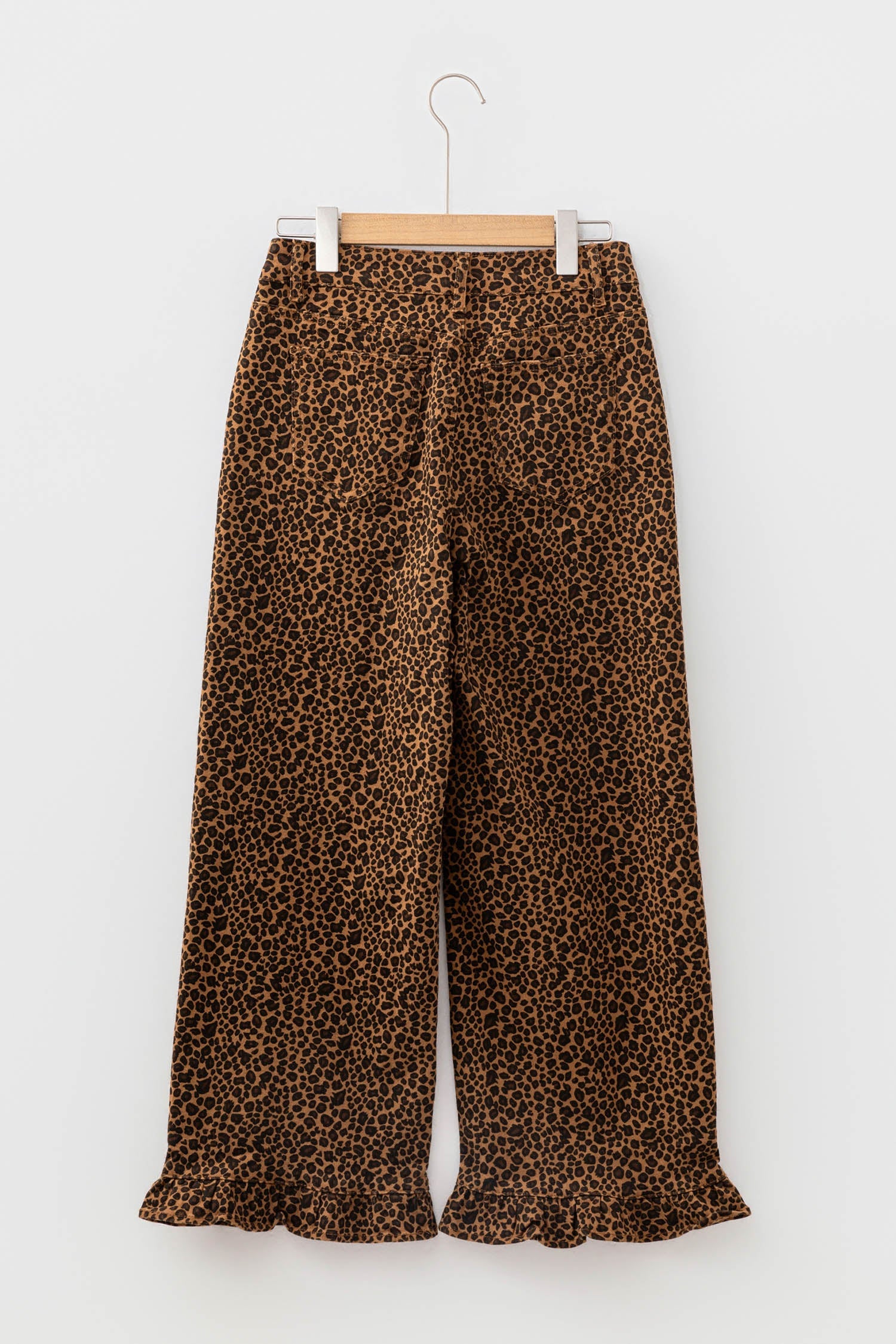Brown Leopard Print Ruffled Hem Shift Jeans