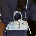 Denim Bow Accent Crossbody Bag