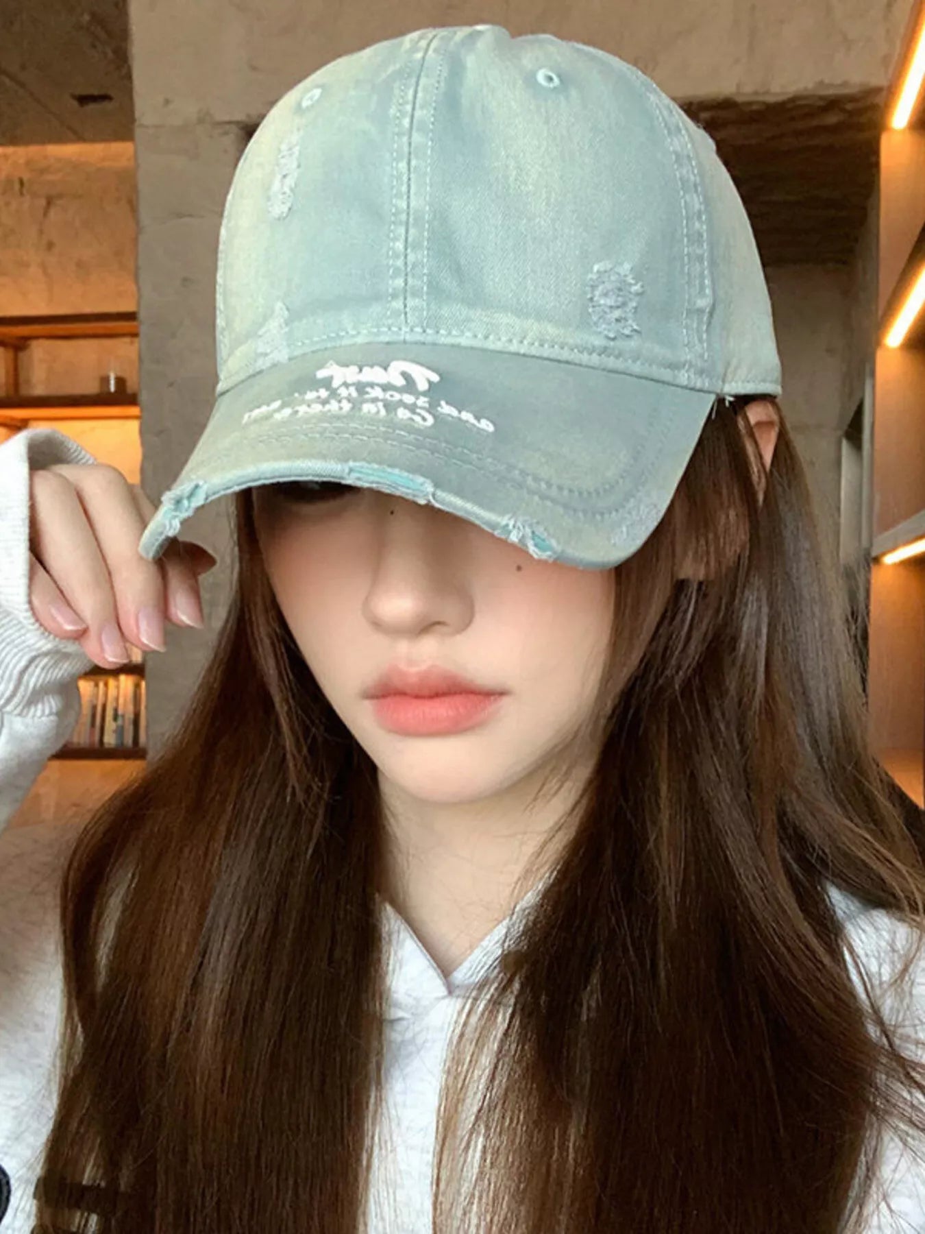 Distressed Embroidered Baseball Cap
