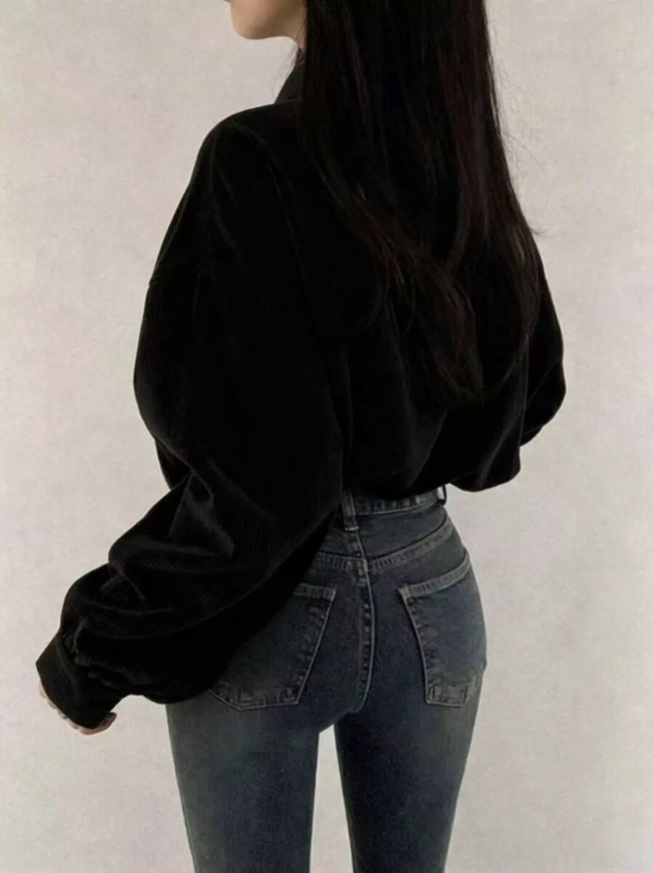 Corduroy Snap Down Cropped Jacket