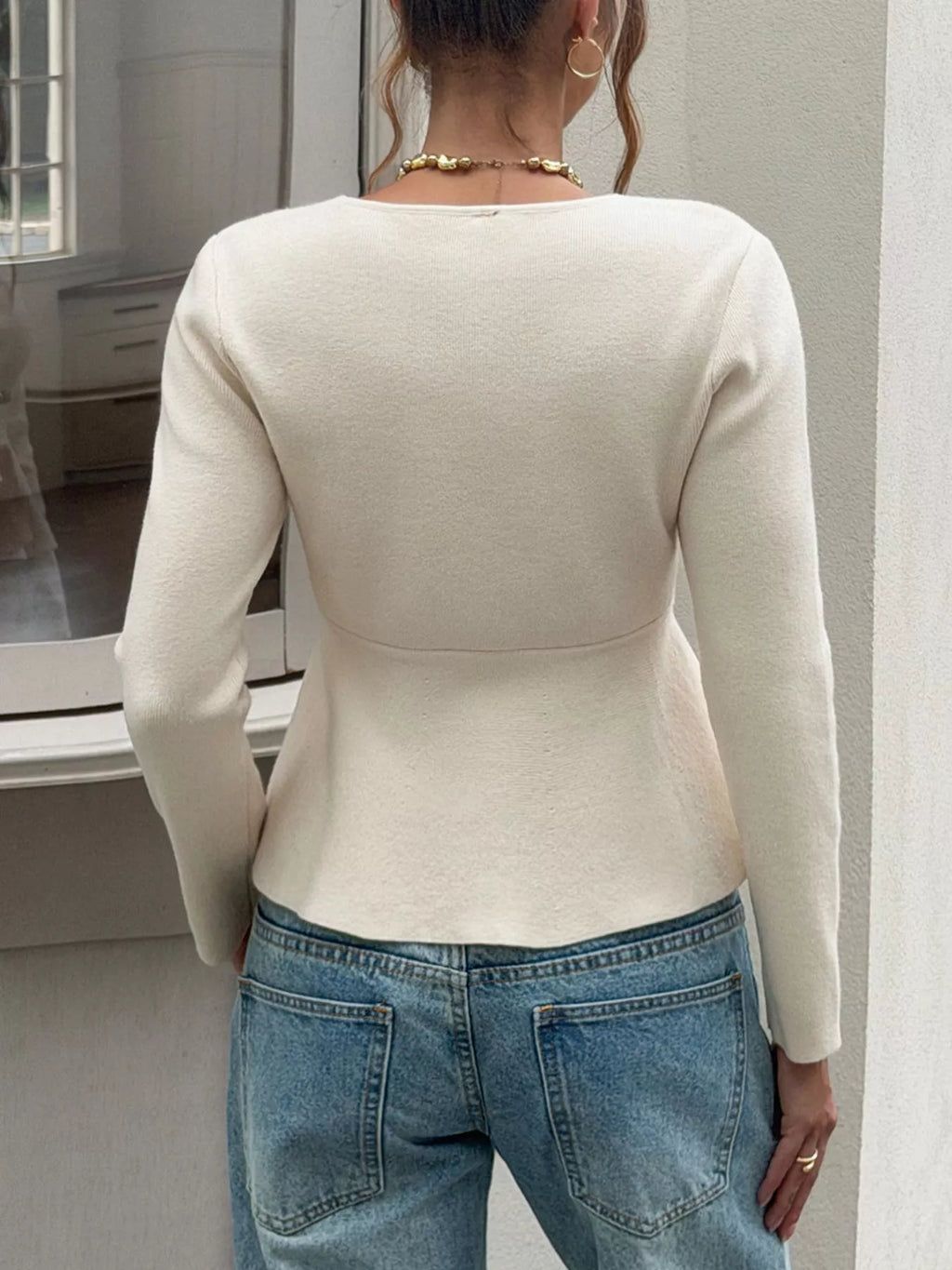 Peplum Button-Up Cardigan