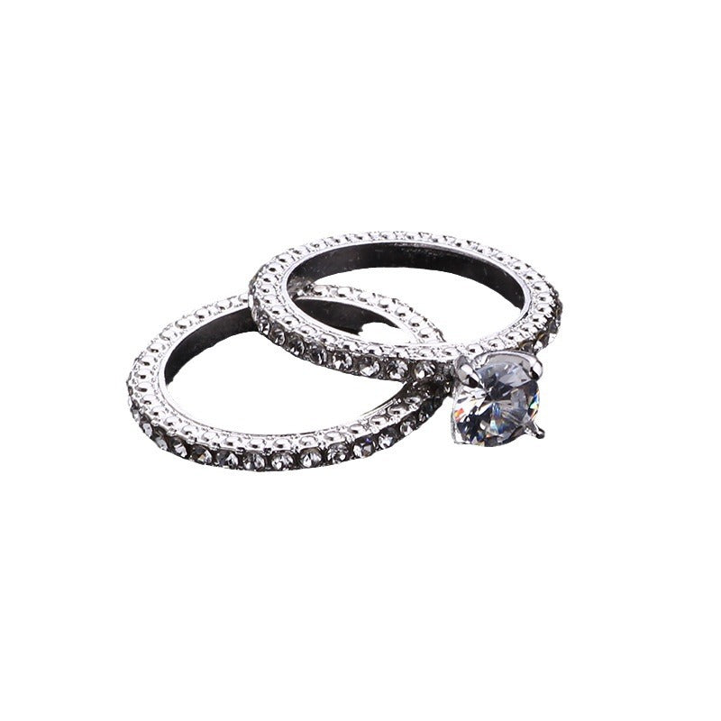 Sanjie Cross-Border Popular Accessories Temu Hot-Selling Couple Rings European And American Fashion Women's Rings Zircon Rings