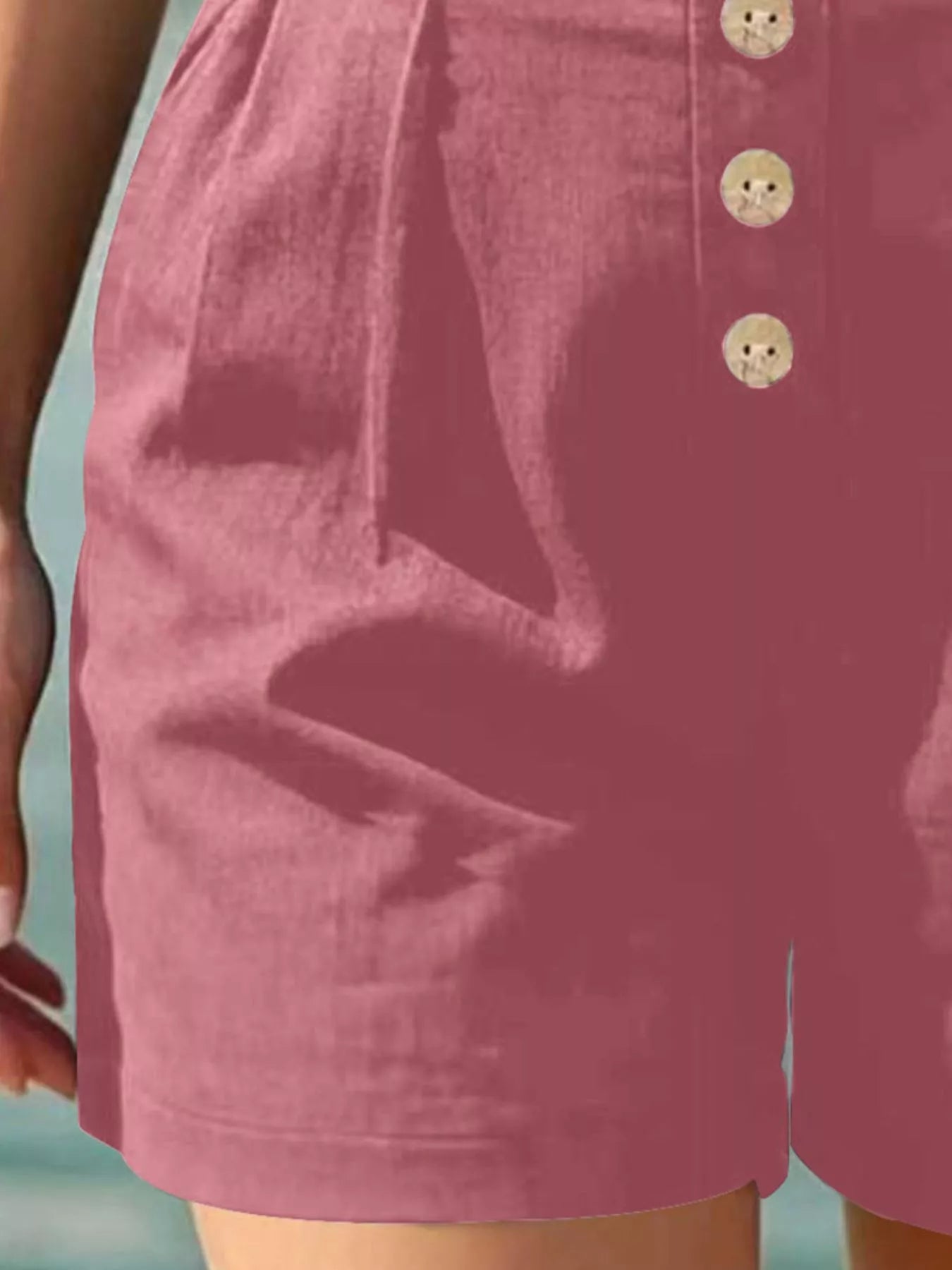 Button Fly High Waist Shorts