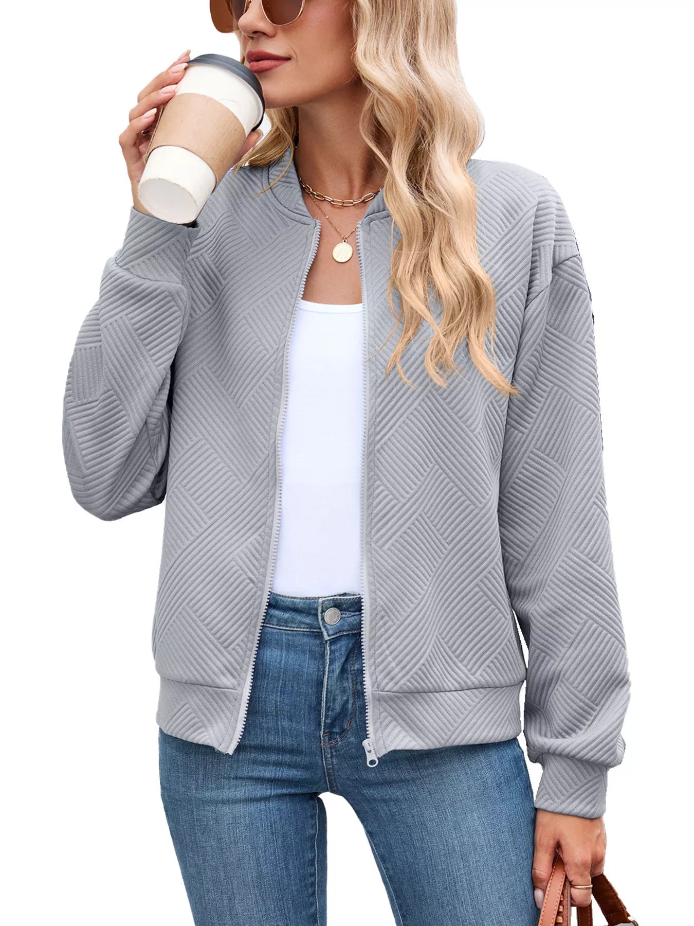 Textured Zip Up Jacket