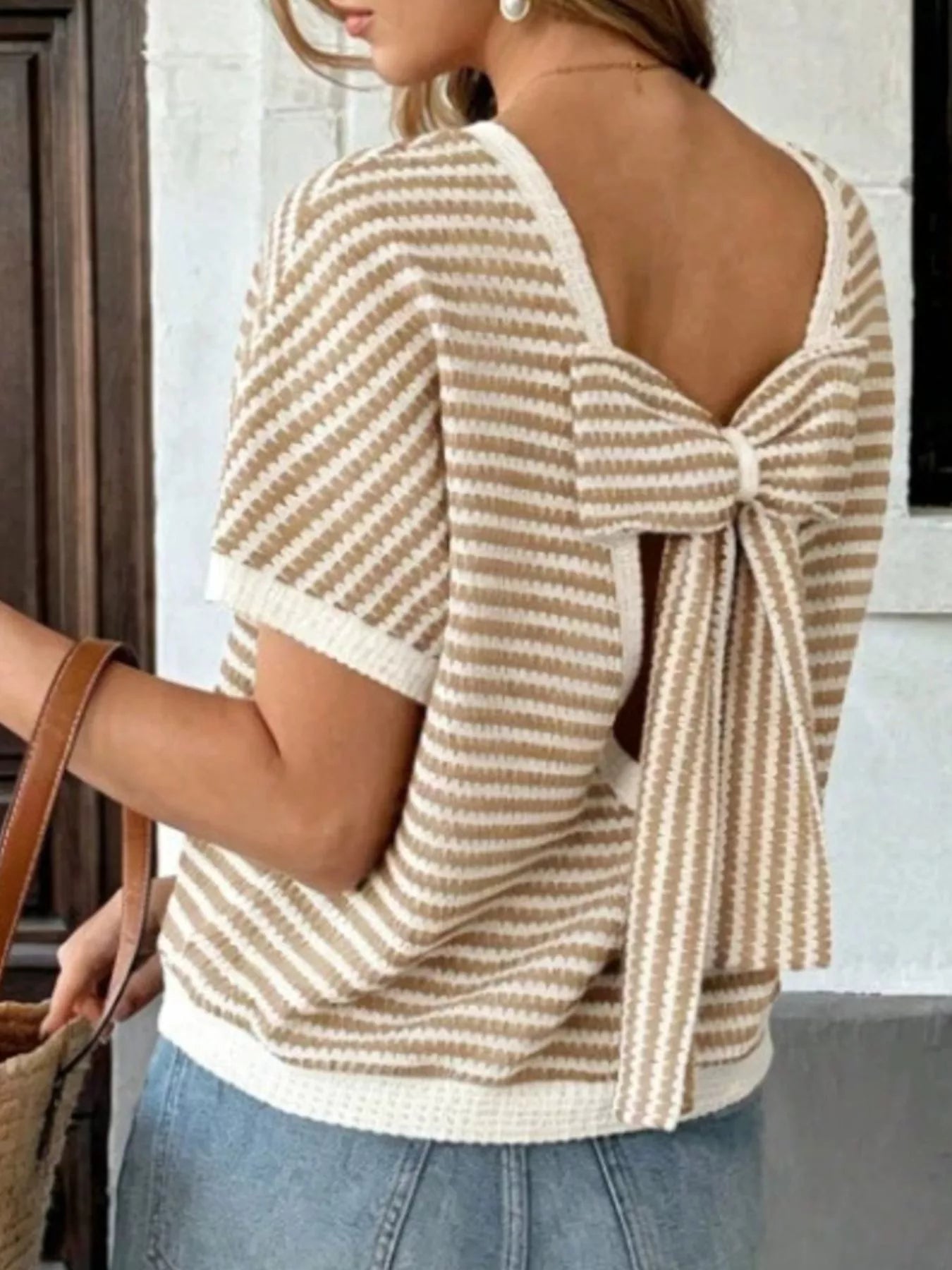 Striped Knit Relaxed Fit T-Shirt