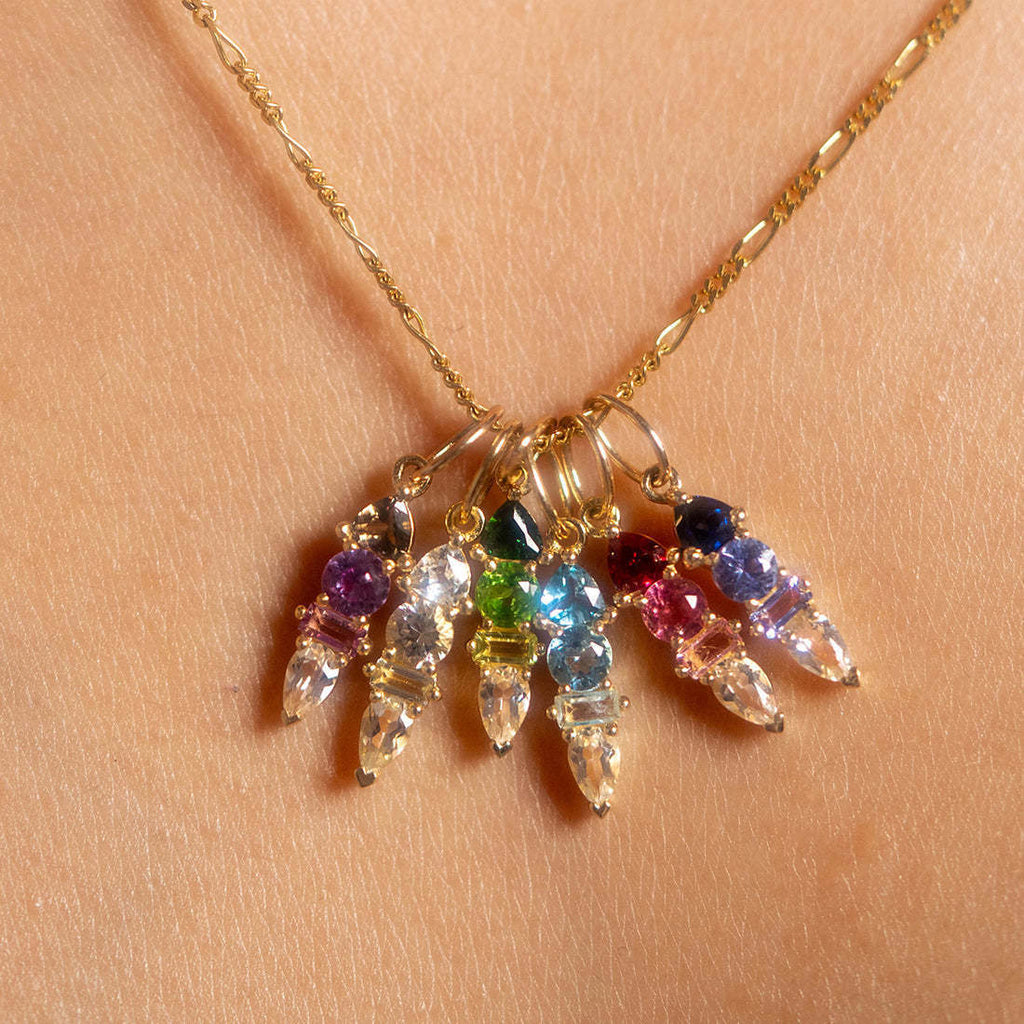 18K gold letters with birthstone design beautiful and dazzling necklace