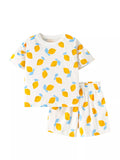 Children's Lemon Print Ruffle Sleeve Top and Shorts Set