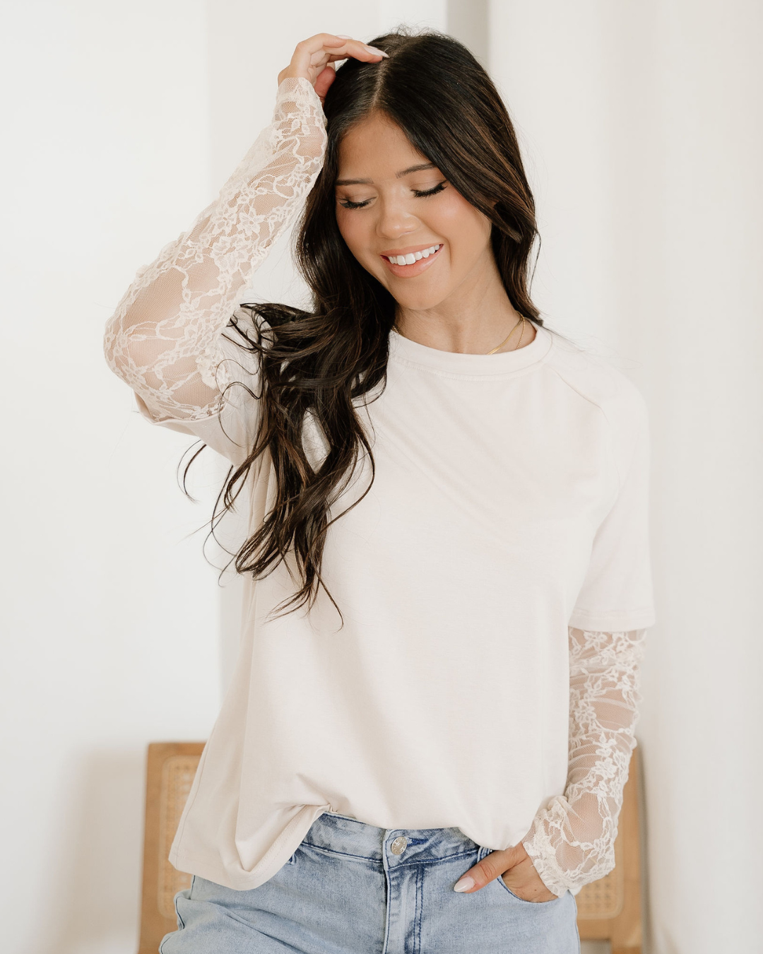 Layered Lace Long Sleeve T Shirt