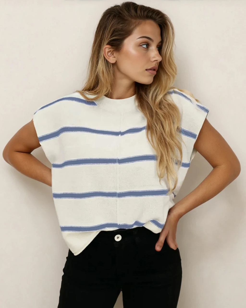 Rhodes Striped Batwing Sleeve Sweater Tee