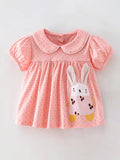 Children's Rabbit Applique Polka Dot T-Shirt