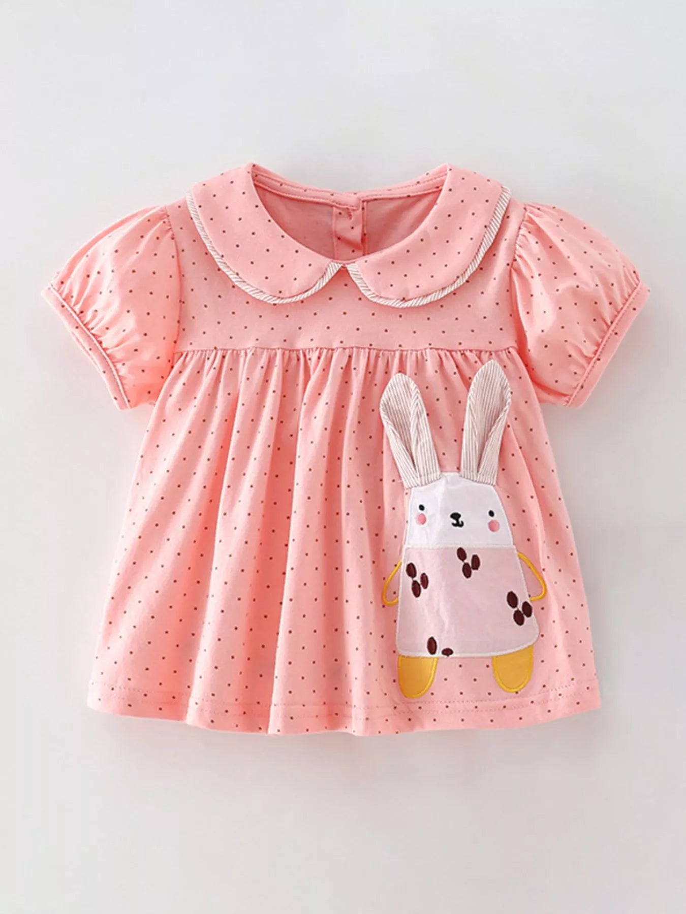 Children's Rabbit Applique Polka Dot T-Shirt
