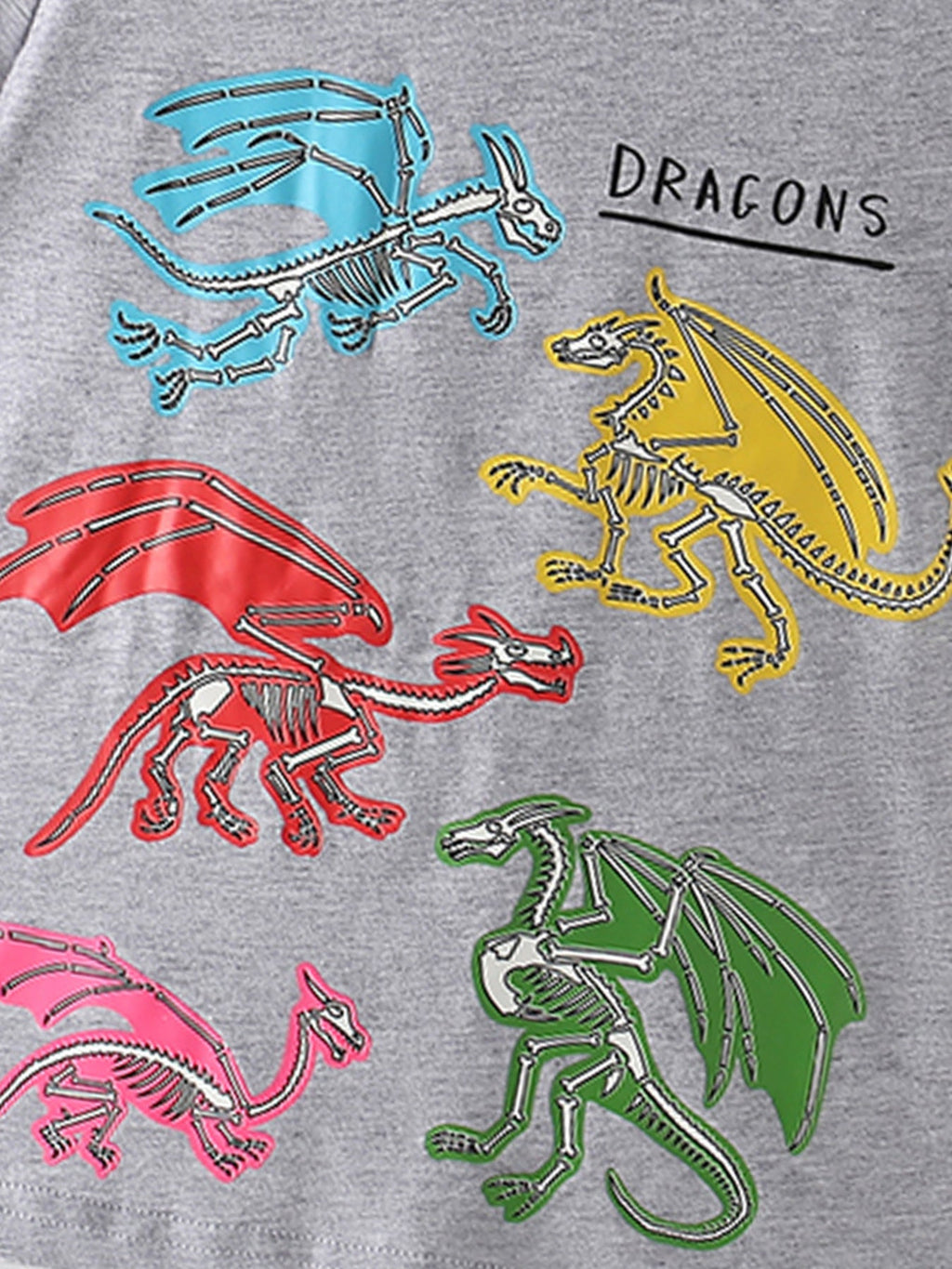 Children's Dinosaur Print Crew Neck Short Sleeve T-Shirt