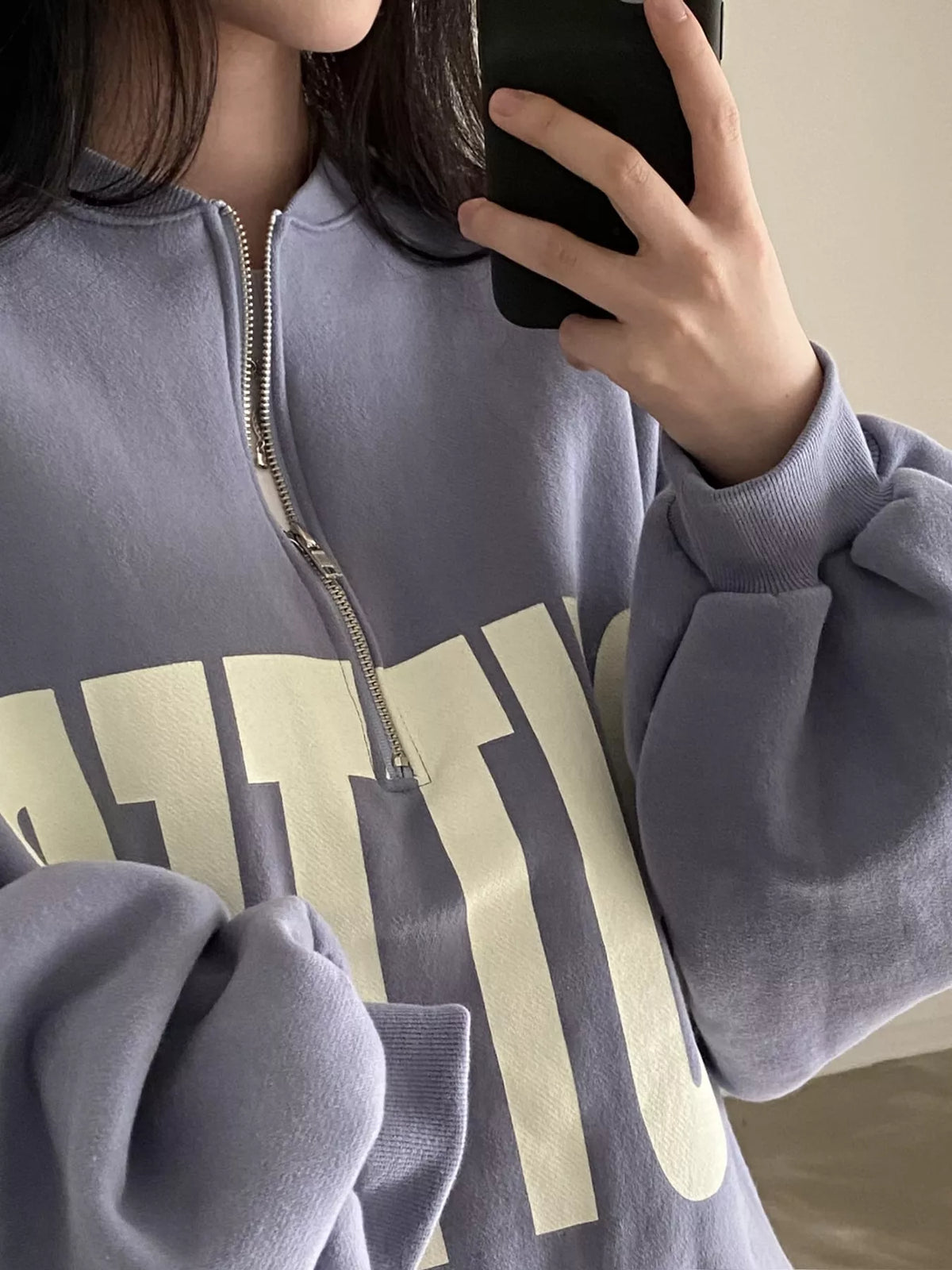 Half-Zip Letter Graphic Sweatshirt