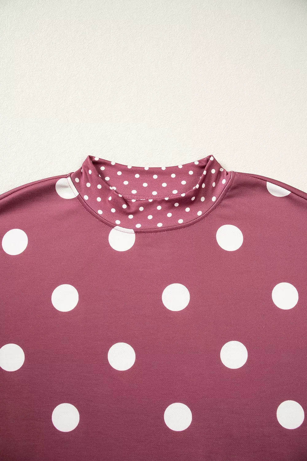 Polka Dot Print Contrast Detail Oversized Tunic Sweatshirt