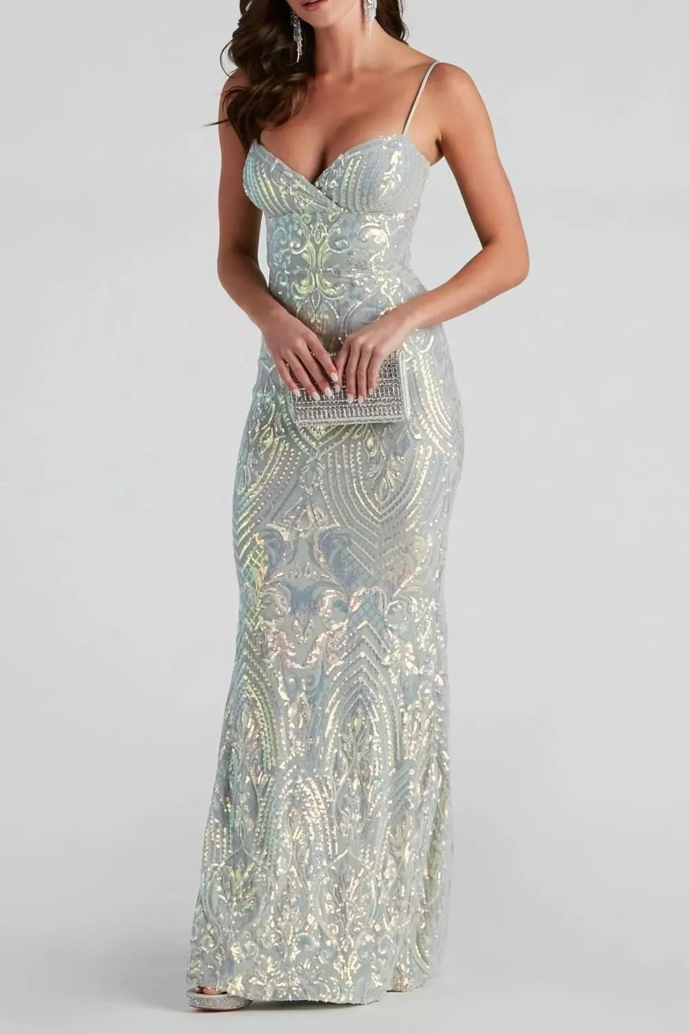 Sequin Mermaid Evening Maxi Cami Dress