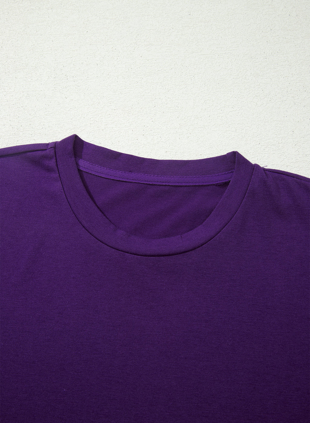 Tillandsia Purple Casual Plain Crew Neck Tee