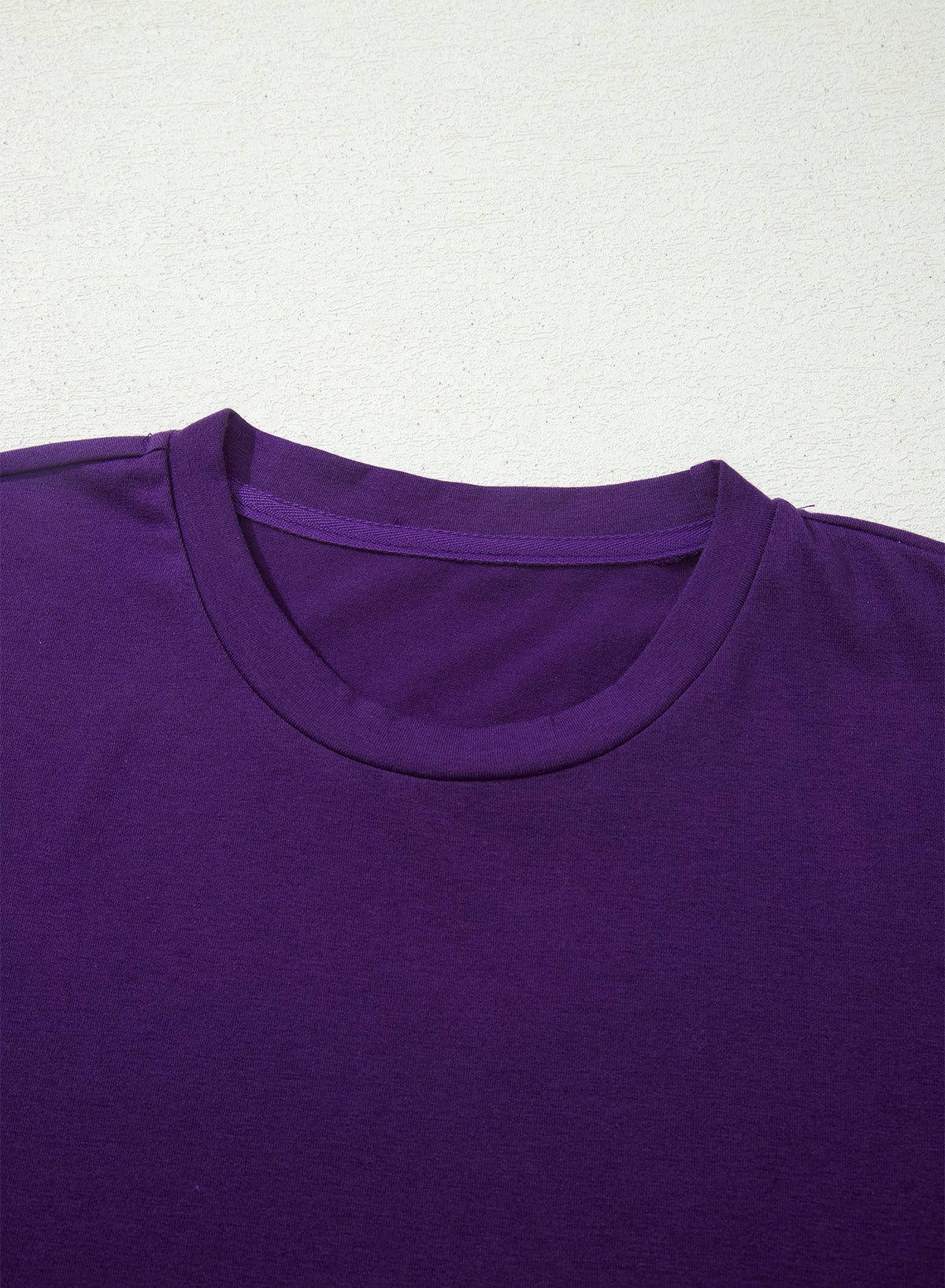 Tillandsia Purple Casual Plain Crew Neck Tee