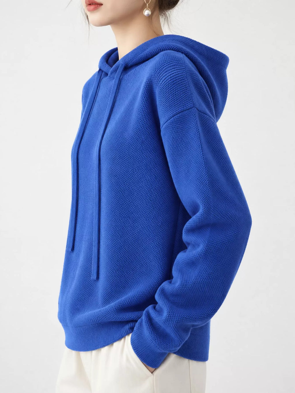 Drawstring Long Sleeve Hooded Knit Sweater