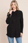 Relaxed Fit Knit Hoodie with Drop Shoulders