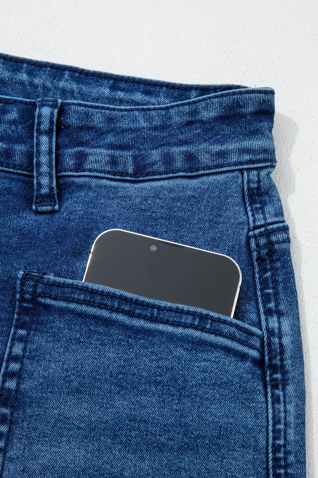 Sail Blue Frayed Cropped Straight Jeans