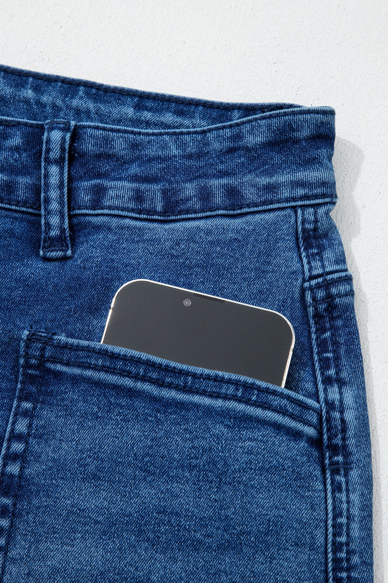 Sail Blue Frayed Cropped Straight Jeans