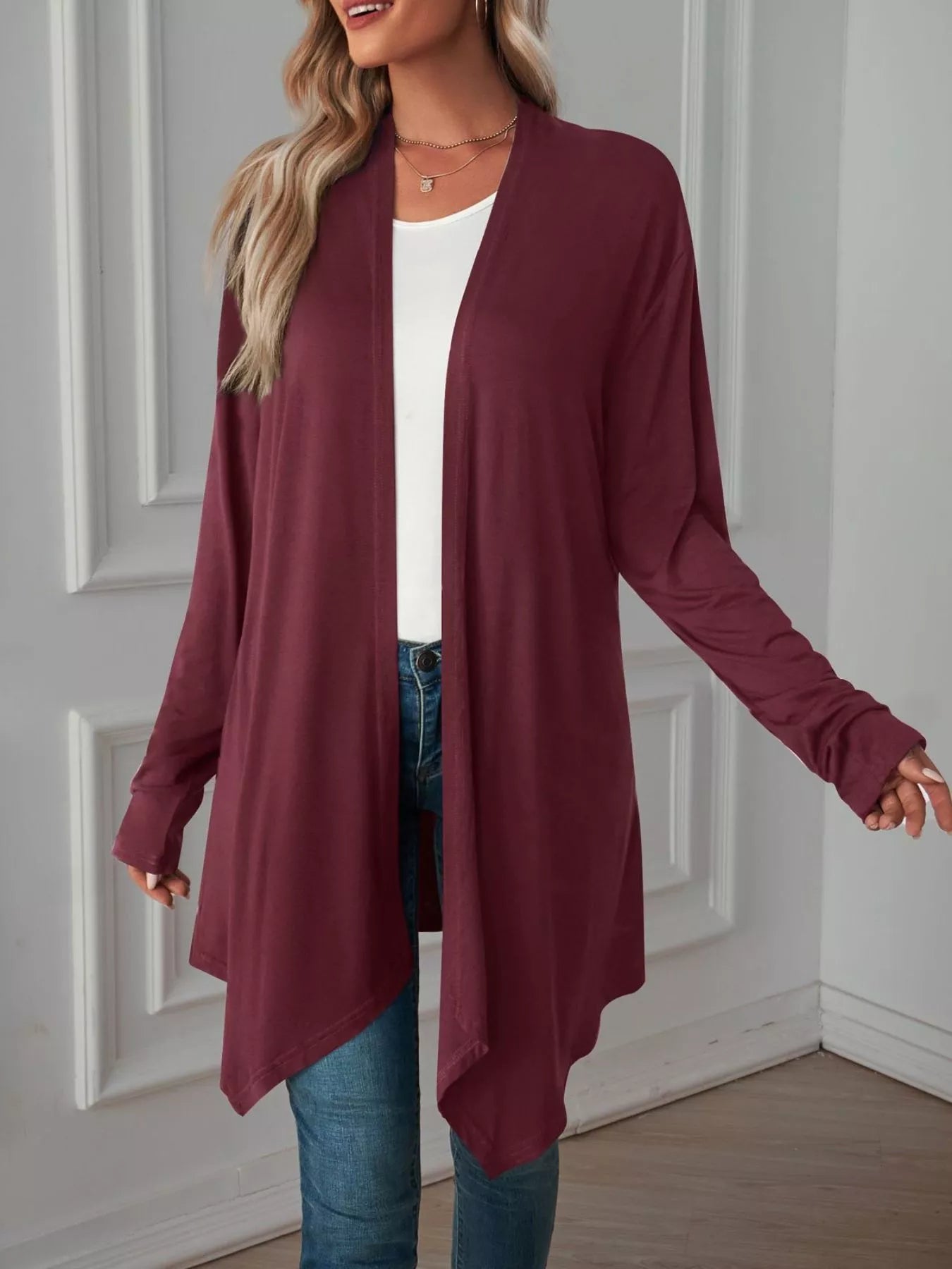 Lightweight Open Front Cardigan