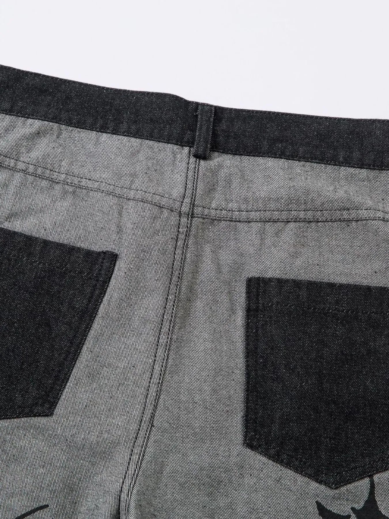 Men's Lightning Pattern Wide Leg Jeans