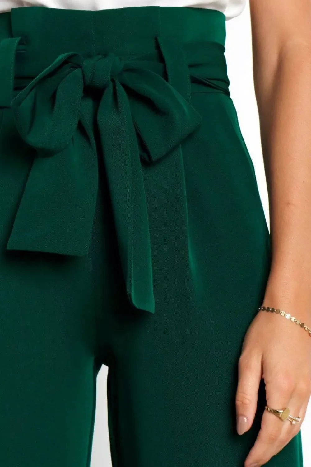 High Waist Tie Front Wide Leg Pants