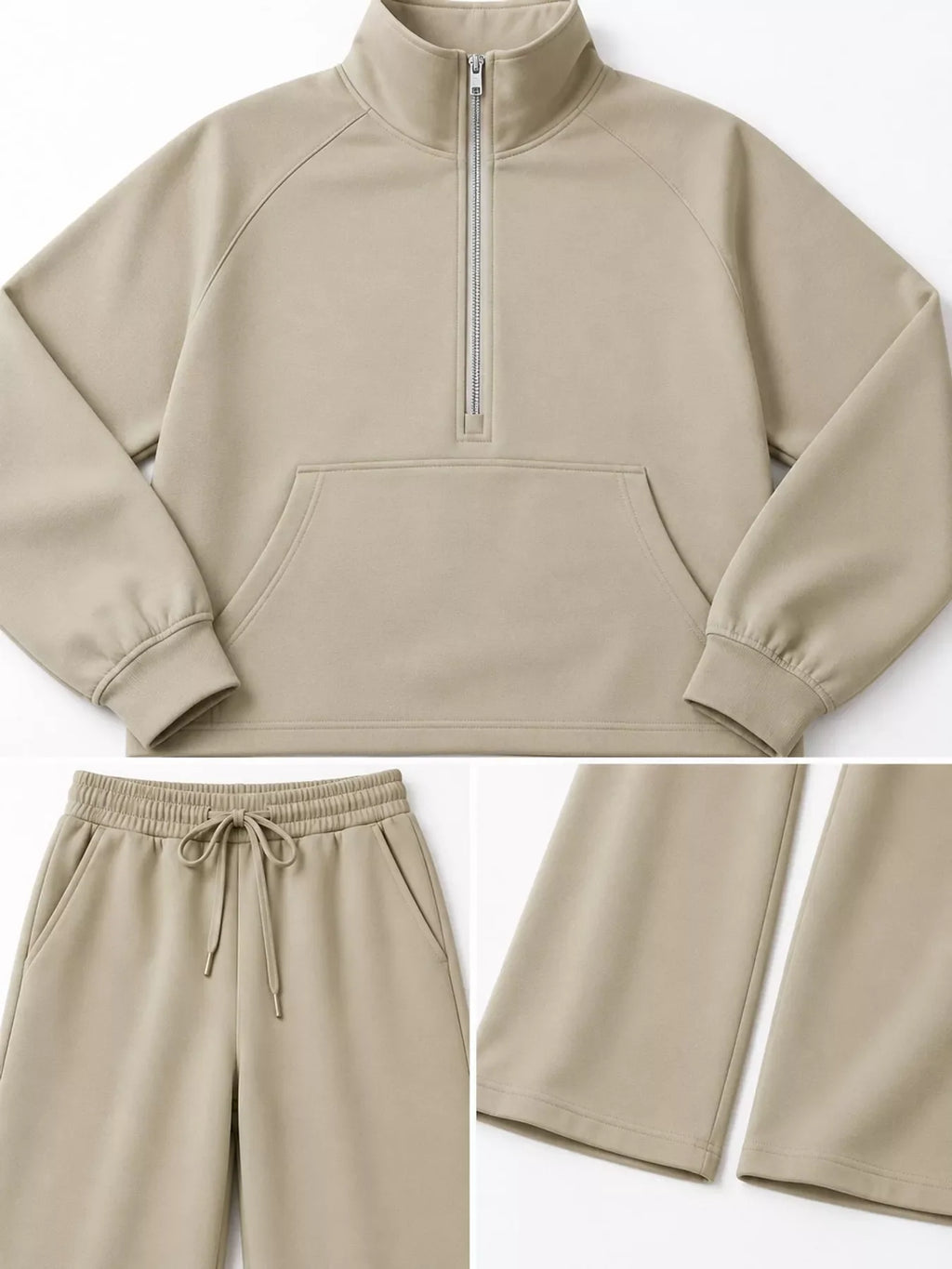 Half-Zip Sweatshirt and Wide-Leg Pants Set