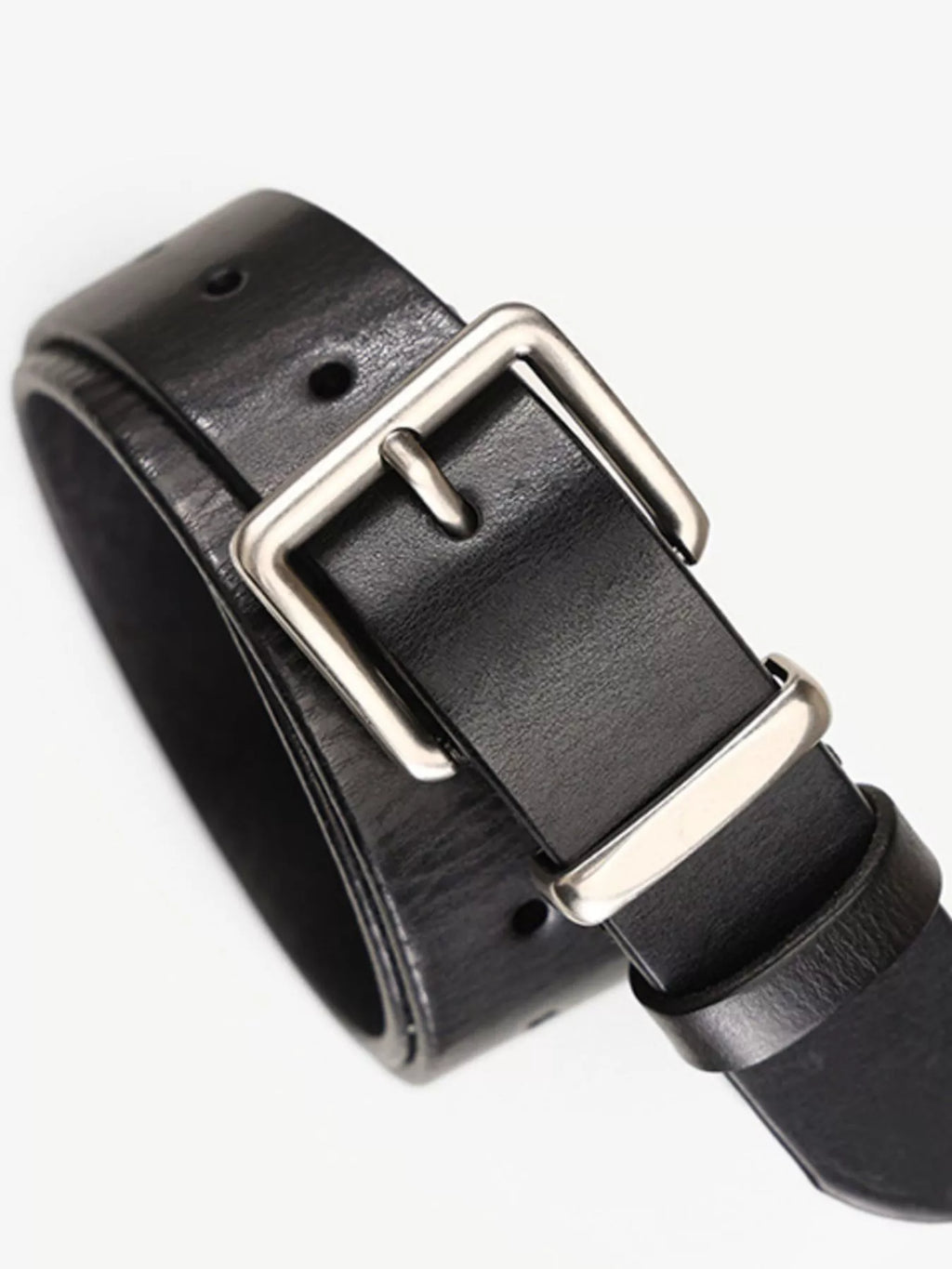 Classic Leather Belt with Silver Buckle