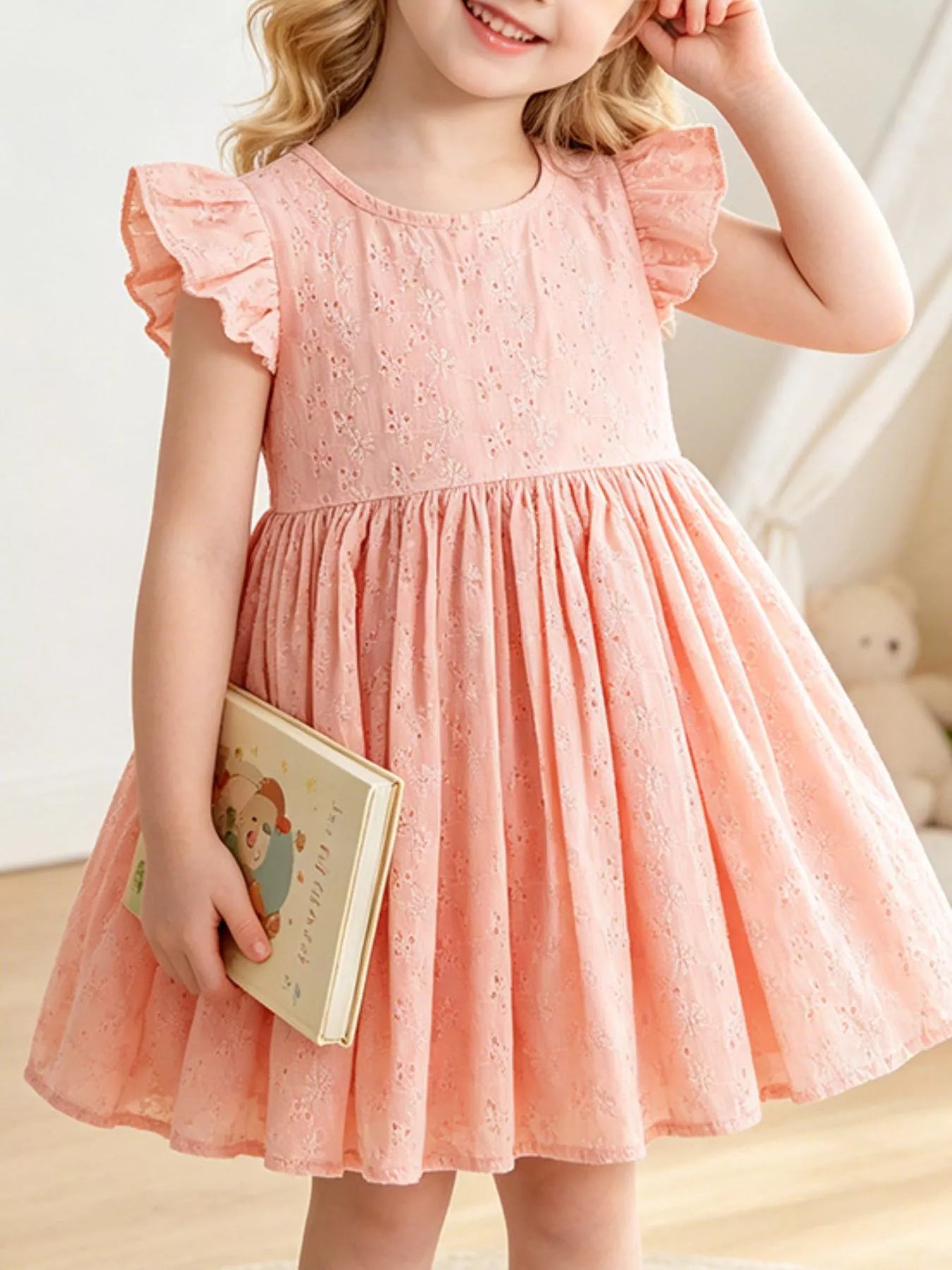 Children's Eyelet Flutter Sleeve Dress