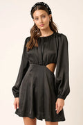 Satin Mini Dress with Side Cutout Detail