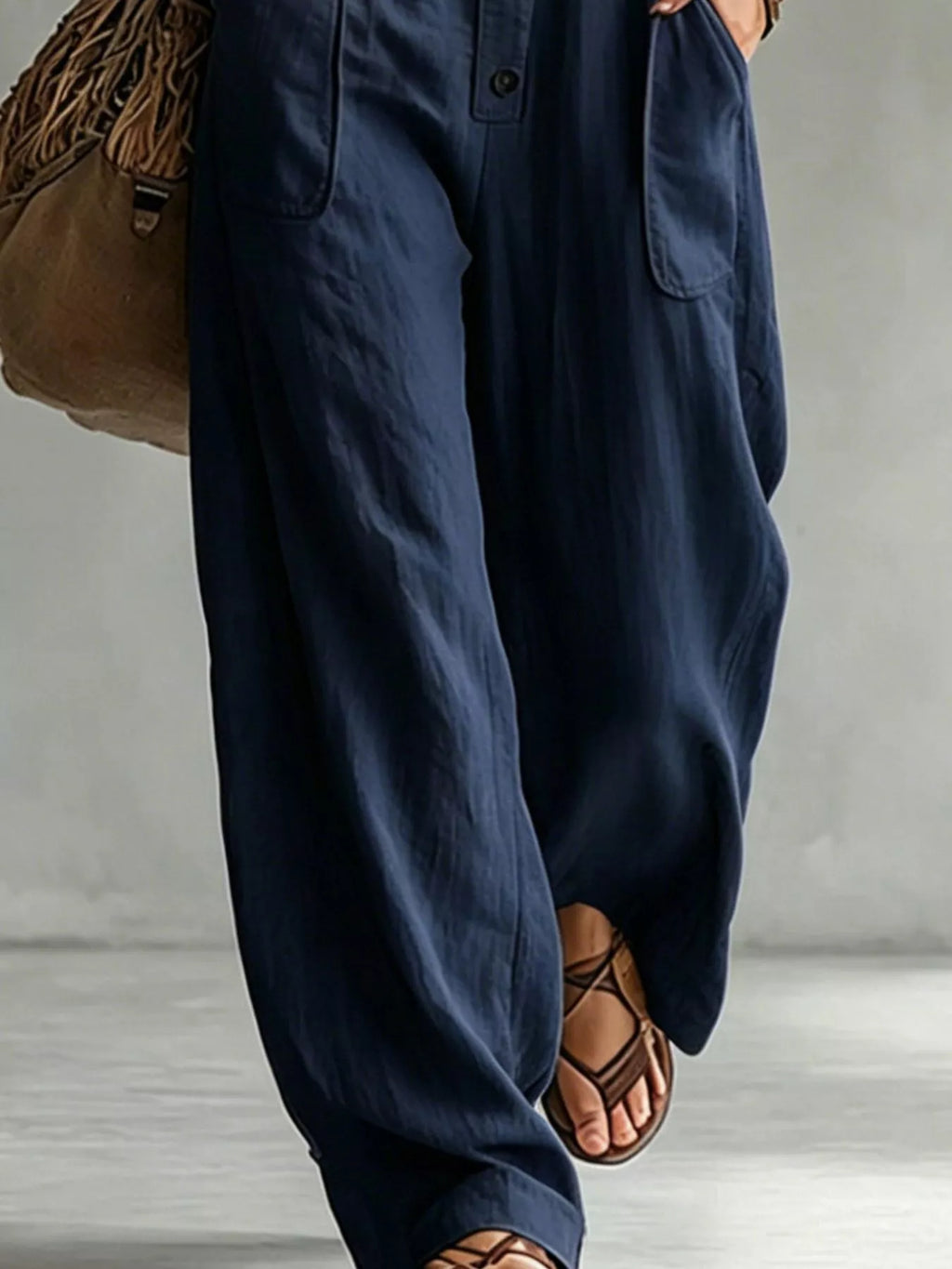 Full Size Long Sleeve Button Front Jumpsuit Plus Size