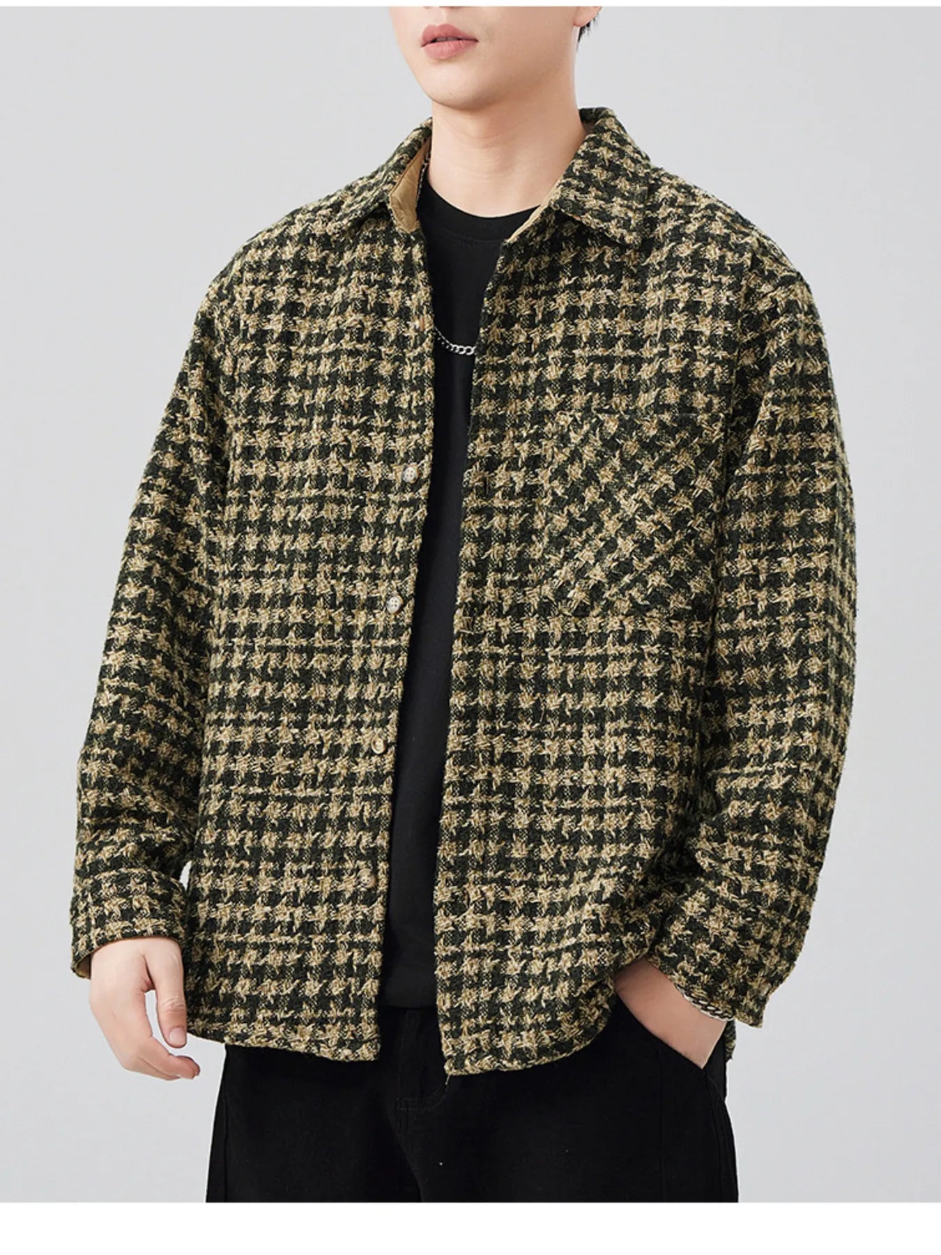 Men's Plus Size Button Up Long Sleeve Jacket