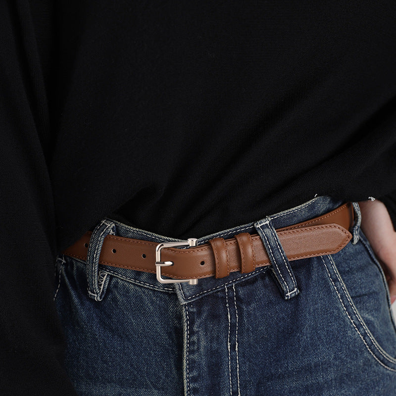 Silver Buckle Leather Belt