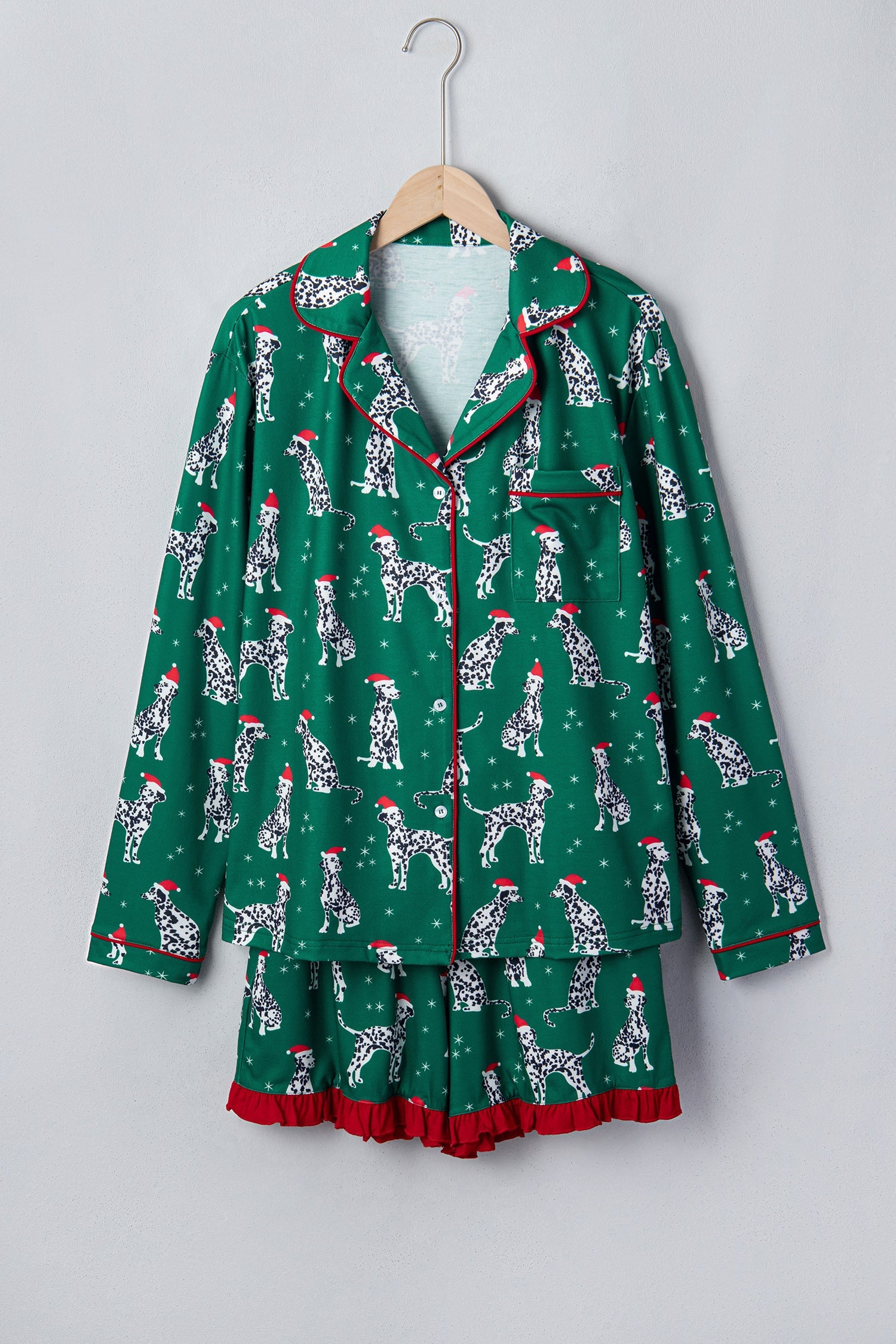 Christmas Dalmatian Top & Short Pajama Set